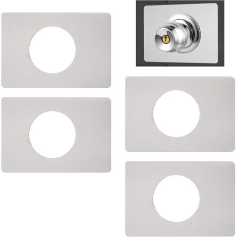Verstärkungsplatte für Türschlösser, 4-teiliges selbstklebendes Reparaturset für Türgriffe aus Edelstahl, quadratische Platten zur Befestigung von Türgriffen (silber)