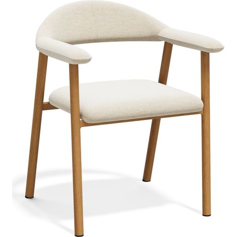 Lot de 2 chaises en velours chenillé crème HUDSON (1/5)