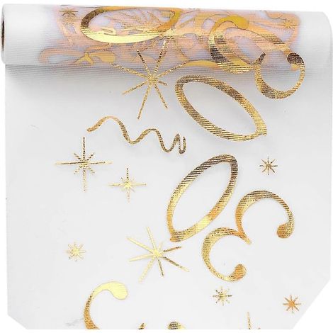 Nappe élégante de 10 mètres avec bordure dorée pour fêtes d'anniversaire, décoration d'anniversaire d'adulte, stylisme de salle de réception, 30 ans, dorée (1/5)