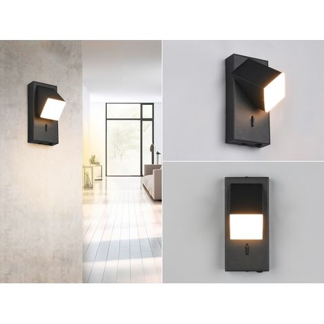LED Innen Wandleuchte RAGLAN schwenkbar mit Schalter Schwarz, Höhe 15cm