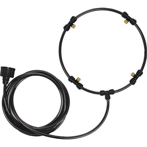 Fan Sprayer - 4 Nozzle Misting Ring - Low Pressure Garden Hose Attachment For Outdoor Cooling Humidifying Dust Control - 40 Cm Diameter