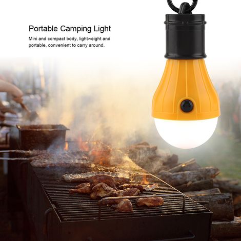Mini-Zeltlampe zum Aufhängen mit 3 gelben LEDs, Außenbeleuchtung zum Angeln und Campen, leichte Laterne mit Haken (1/5)