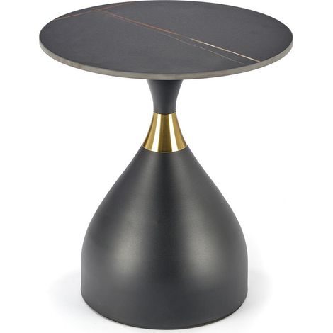 Table basse design en céramique avec plateau aspect marbre noir Eternal (1/5)