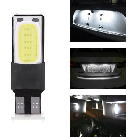 10 ampoules LED T10 W5W 6SMD Canbus sans erreur COB, feux de plaque et latéraux blancs (1/5)