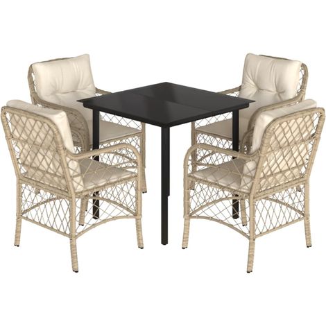 Maison Exclusive - Set da Pranzo da Giardino 5 pz con Cuscini Beige in Polyrattan (1/5)