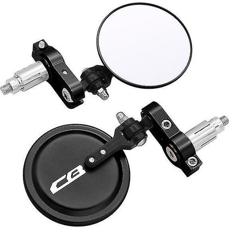 Rétroviseurs de moto ronds pliables de 7,6 cm (3 pouces) pour embout de guidon Honda CB125R, CB650R, CB190R, CB250R, CB300R, CB400, CB500X et CB1000R - Noir (1/5)