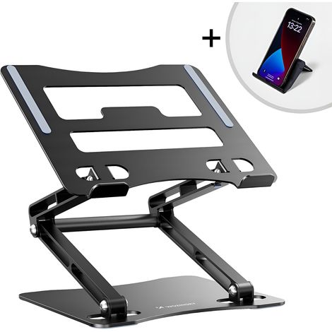 Set: supporto per laptop in alluminio + supporto per smartphone - nero (1/5)