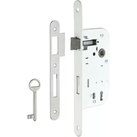 Thirard 013932 eco+ mortice lock, axis 50, pdt1/2t 1 key, t/br white, reversible with tumbler
