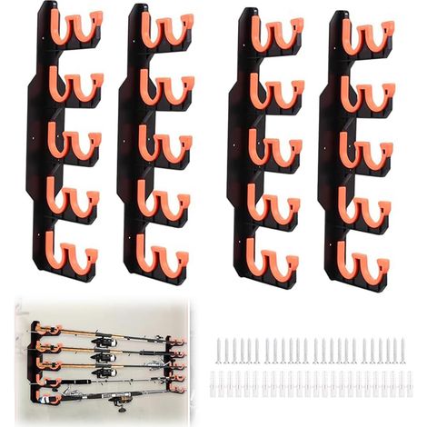 Stück Angelrutenhalter Wand für 20 Angelrute, Angelrutenständer für die Garage, Angelruten Halterung mit Silikon-Schutzpolster, Wand & Deckenmontage, Fishing Rod Rack als Geschenk für Herren (1/5)