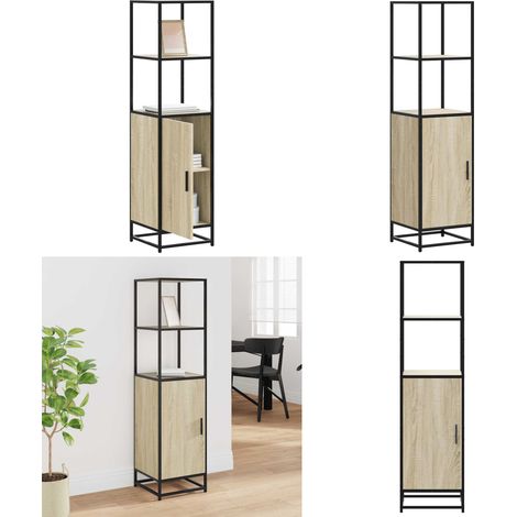 vidaXL Buffet haut chêne sonoma 35,5x35x139 cm bois d'ingénierie métal (1/5)