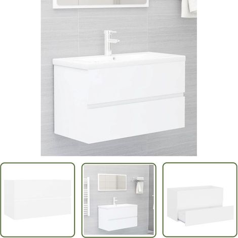 Chic Meuble sous vasque simple,Meuble bas Rangement de salle de bain,Armoire d'évier de salle de bain Blanc 80x38,5x45 cm Aggloméré -53936 (1/5)