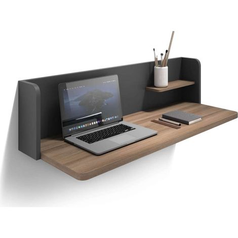 Mesa estudio para colgar Mod-Roman acabado nogal/grafito, 35 x 90 x 25 cm (fondo x ancho x alto) (1/3)