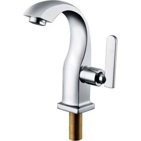 Robinet Eau Froide - Col Montant Cuivre Alliage - Levier Unique - Salle De Bain Lavabo Toilettes - 175 mm Hauteur - Trou Montage 22-32 mm - Unité (1/4)