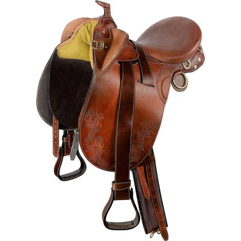 Selle de cheval australienne 17" – Pommeau en cuir lisse – Étriers et sangle inclus – Pour équitation professionnelle – Sartore