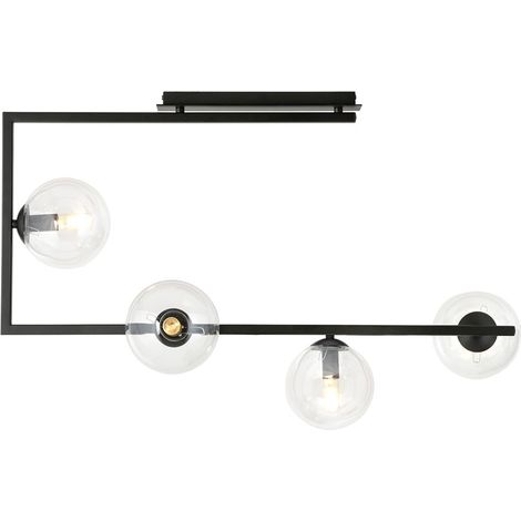 Lampadario sospeso SOMA 4 luci nero vetro trasparente Emibig (1/4)