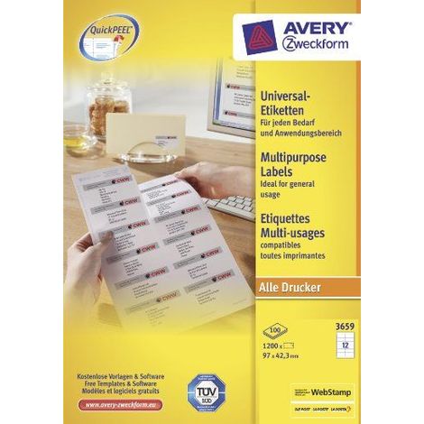 Avery - 3659 Etiqueta Autoadhesiva Rectángulo Blanco Permanente 1200 Pieza(s) (1/5)