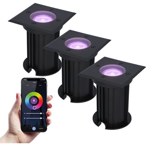 1 unité spot LED encastrable sol carré, RGBWW WiFi Bluetooth, IP67, pour extérieur et allées jardin