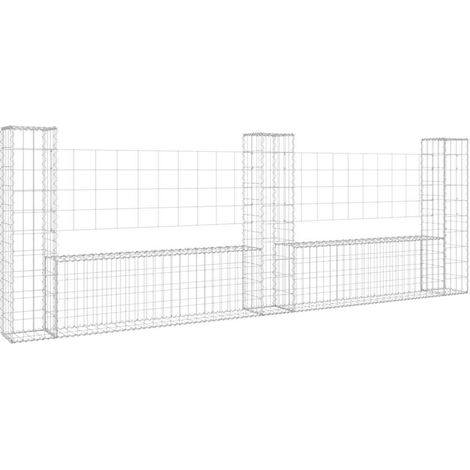 Maison Exclusive - Gabionenkorb U-Form mit 3 Säulen Eisen 260x20x