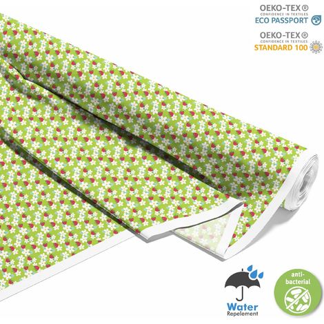 TESSUTI DECORATIVI PER ESTERNI OXFORD - Motivo fragole e fiori su verde I DX471 (1/5)