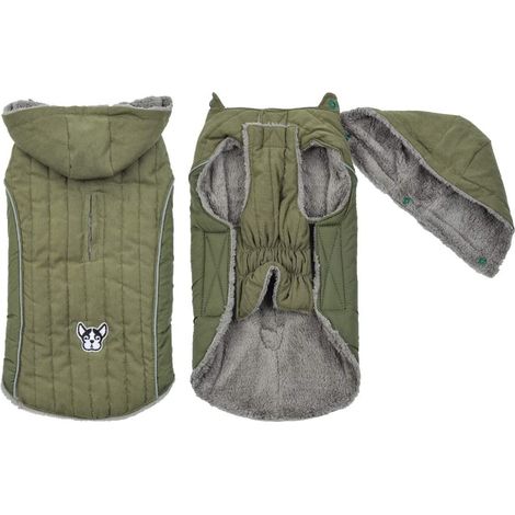 Veste thermique pour chien réfléchissante à capuchon amovible pour l'hiver (vert, s) (1/4)