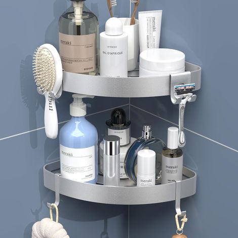 Etagere de Douche sans Percage Argent, 2 pièces (1/5)