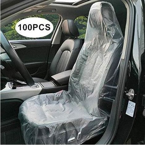 Housses de siège jetables 100 pièces, housse de siège en plastique transparent (1/3)