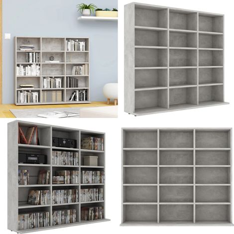 Armoire à CD Gris béton 102x23x89,5 cm Bois d’ingénierie - Meuble Rangement Cd - Bibliothèque Cd - Meuble Audio - Rangement Disque - Armoire Cd Gris - Home & Living (1/5)