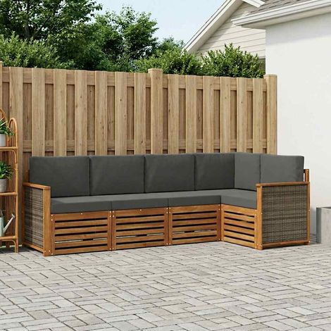 vidaXL  Sectional Sofa Set  with Cushion 4 pcs Natural and Anthracite
