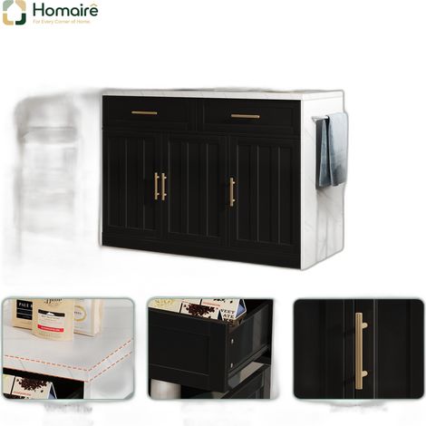 Desserte de cuisine noir avec rangement et port USB en mdf 120 x 60 x 91 cm HOMAIRE (1/5)