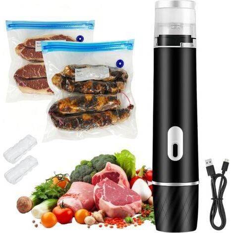 BUNTHAUS Portable Machine Sous Vide Alimentaire avec Réservoir Visible 60 kPa Puissant Appareil de Mise Sous Vide avec 10 Sacs Réutilisables, Idéal pour Maison Voyages Camping et la Aliments Conservat (1/5)