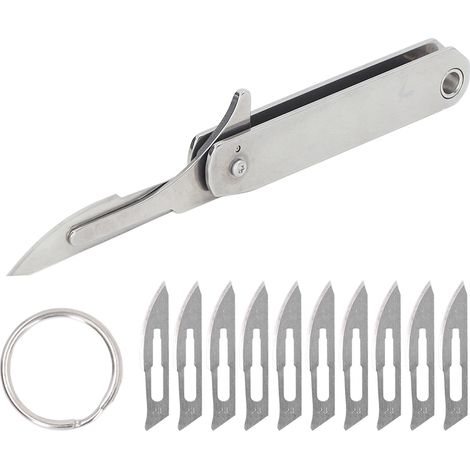 Mini couteau pliant porte-clés acier inoxydable ouverture rapide utilitaire extérieur coupe-paquet portable (1/5)