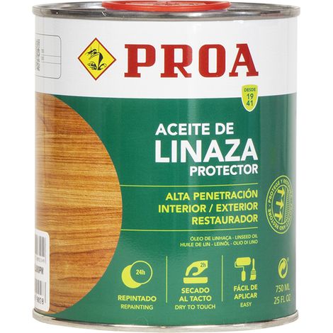 ACEITE DE LINAZA. PROA. Protección y nutrición para la madera. 0.75lts