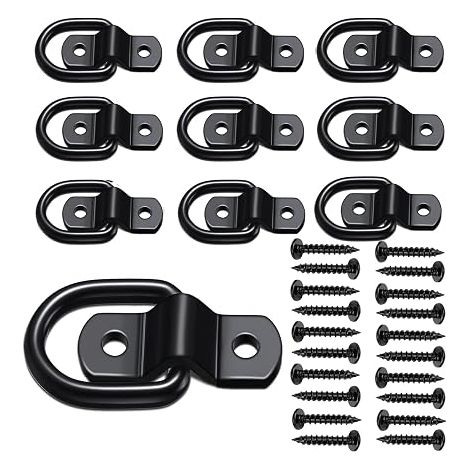 Kit de ganchos de anclaje para torre de remolque de alta resistencia para SUV, RV, caravana, furgoneta, coche, barco y motocicleta (montaje en superficie, color negro). (1/5)