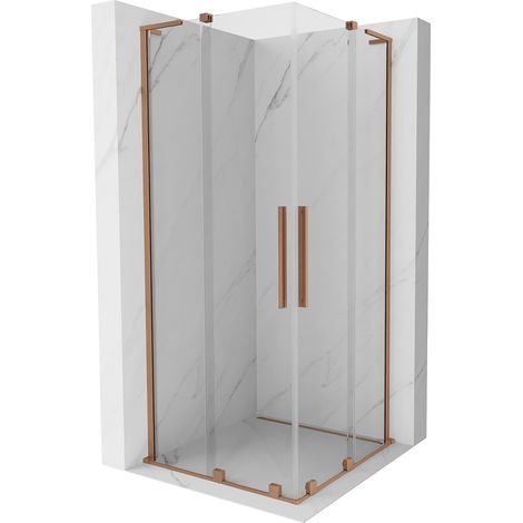 Mexen Velar L Duo Duschkabine zum Schieben 100 x 100 cm, transparent, gebürstetes Kupfer - 871-100-100-02-03-65 (1/5)