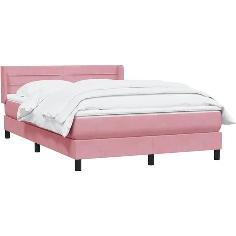 Sommier à lattes de lit avec matelas rose 140x210 cm velours vidaXL (1/5)