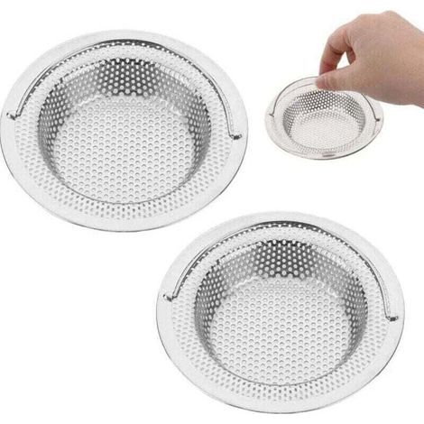 2PCS Filtre à évier de Cuisine en Acier Inoxydable - Diamètre Extérieur 11 cm x Hauteur 3 cm - Anti-Obstruction, Résistant à la Rouille, Poignée Relevable (1/4)