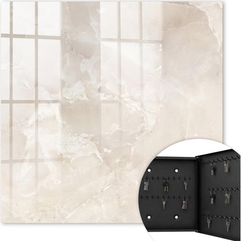 Armoire à clés - (30 cm x 30 cm) - Boîte à clés murale - Coffret de rangement pour clés - Couleur noire - Ouverture vers la droite - Pour maison et bureau - Élégance du marbre