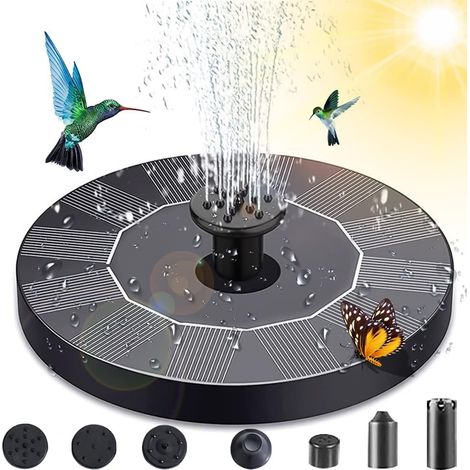Fontaine solaire pour bassin avec 7 styles, 1,4 W monocristallin Fontaine solaire, pour étang de jardin, fontaine, circulation d'eau pour oxygène