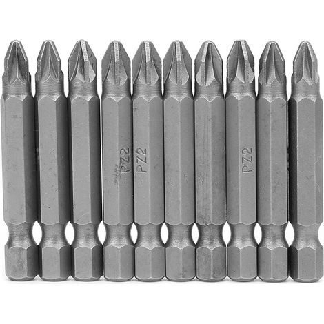 Embouts De Visseuse Pz2 Magnétiques - Queue Hexagonale Antidérapante - Pour Outils Électriques Et Perceuses - Lot De 10 Pièces (1/5)