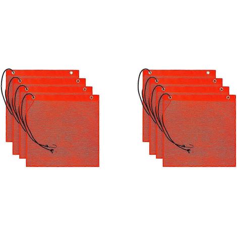 Lot de 8 drapeaux de sécurité en maille 18 x 18 pouces, orange, avec œillets, bonne visibilité et résistants aux intempéries. (1/5)