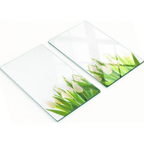 Tablas de cortar decorativas de cristal para cocina, tulipanes blancos, 2x30x52 cm