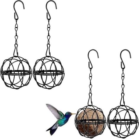 Mangeoire à Oiseaux Suspendue à Boule - Marque - Modèle - Fer - Noir - Petit (1/4)