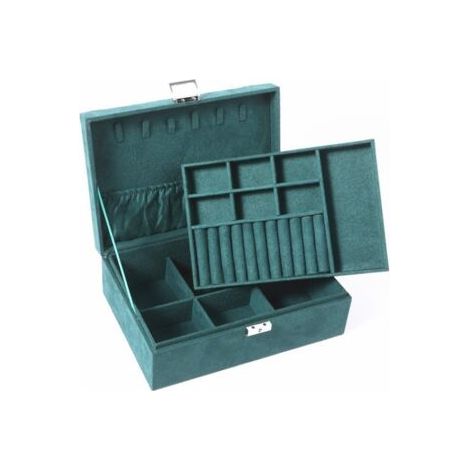 Boîte de rangement pour bijoux en velours grande capacité Vert(Trompette double couche 26189CM) (1/5)
