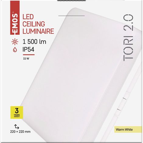 Plafonnier LED étanche 15 W pour salle de bain extérieur et intérieur 1250 lm Lampe carrée pour couloir salle de bain Blanc chaud 3000 K 22 cm (1/5)
