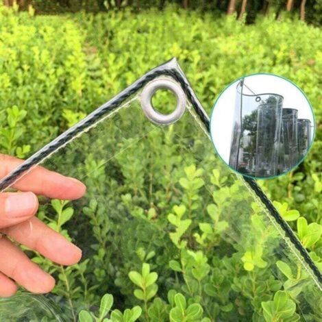 Bâche Industrielle Bâche Transparente Avec œillets, Bâche Transparente En Plastique Imperméable , Couverture De Feuille De Toit De Terrasse De Pergola En PVC Durable, (Color:0.3mm,Size:2.4×2m) (1/4)