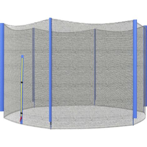 Filet de trampoline rond Ø244 cm pour usage extérieur avec protection anti-UV et porte zippée pour 6 poteaux droits - Bleu (1/5)