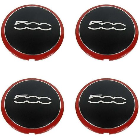 Lot de 4 enjoliveurs de 133 mm pour jantes 500, autocollants emblème, références 68078419AC, 68078421AC et 51884863, rouge - FFY (1/4)