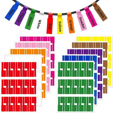 300PCS Étiquettes de Câble, Étiquettes à Code-Couleur, Marqueurs Electriques, Inscription indélébile pour la Gestion des Câbles Réseau Domestique et de Bureau (1/5)