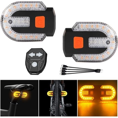 Bicycle turn signals with alarm, USB charging remote control, split/integrated bicycle tail light, 5 modes, waterproof strobe, can be mounted on the front and rear of the bicycle