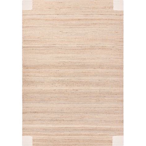 Alfombra rectangular de yute 160 x 230 cm estilo rústico salón dormitorio beige claro Amravati
